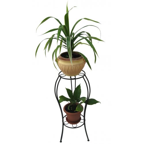 Two-tier plant stand, floral